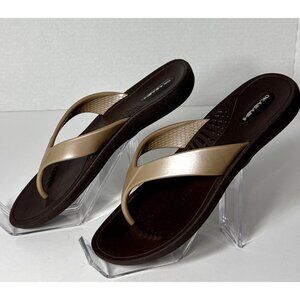 Okabashi Womens Maui Gold Flip Flops Thong Sandals Size M (6.5-7.5) Beach